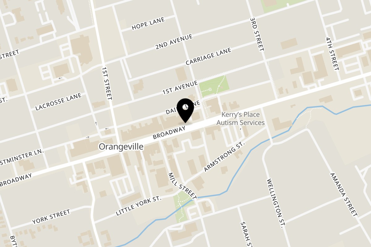 Map showing the location of The Craft Pizza Bar & Italian Kitchen on 111 Broadway in Orangeville